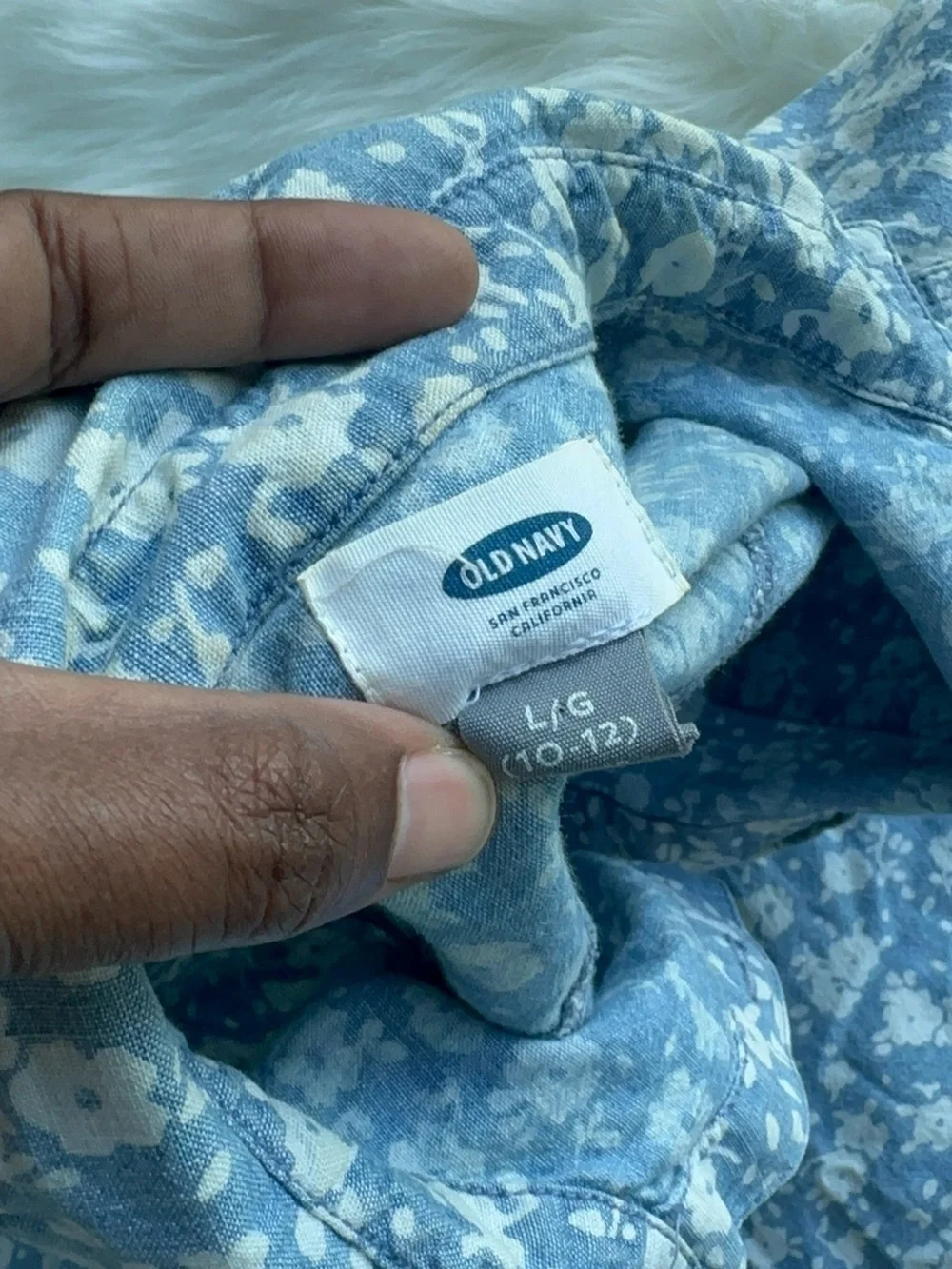 Old Navy Light Blue Floral Button-Down Shirt Dress